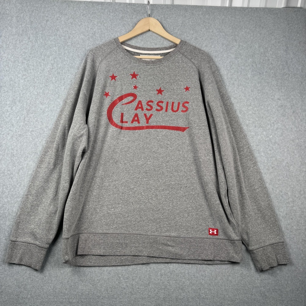 Under Armour Sweatshirt Mens XL‎ Gray Cassius Clay Roots of Fight Muhammad Ali